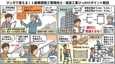 【1級建築施工管理技士】1次検定「足場・仮設通路」の頻出キーワード解説＆類似問題対策